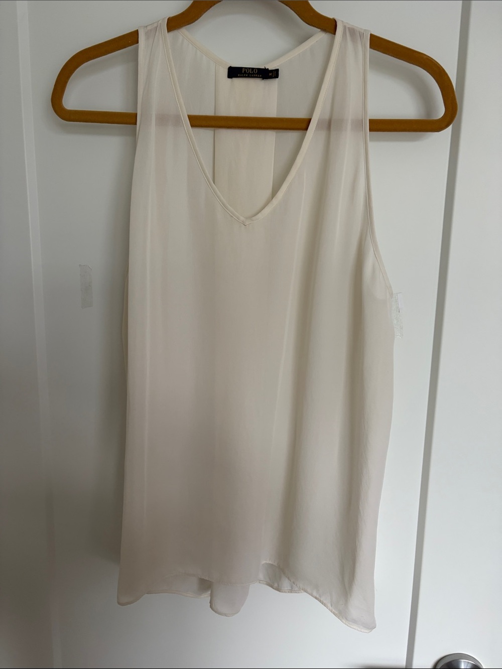 Polo by Ralph Lauren White Silk V-Neck Tank